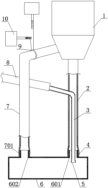 Dust collecting device used for packaging mortar in bulk and bulk mortar packaging device