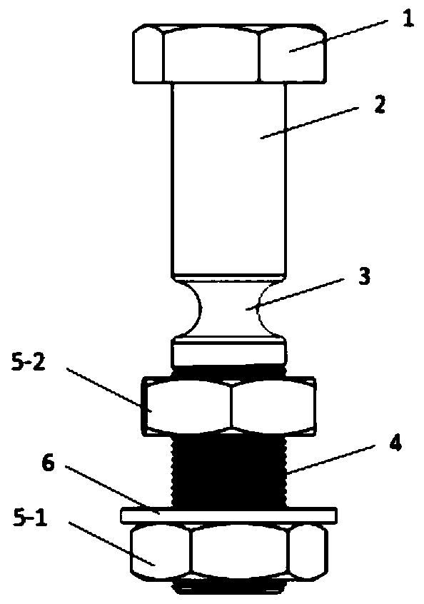 Bolt shearing force connecting piece with weakened section