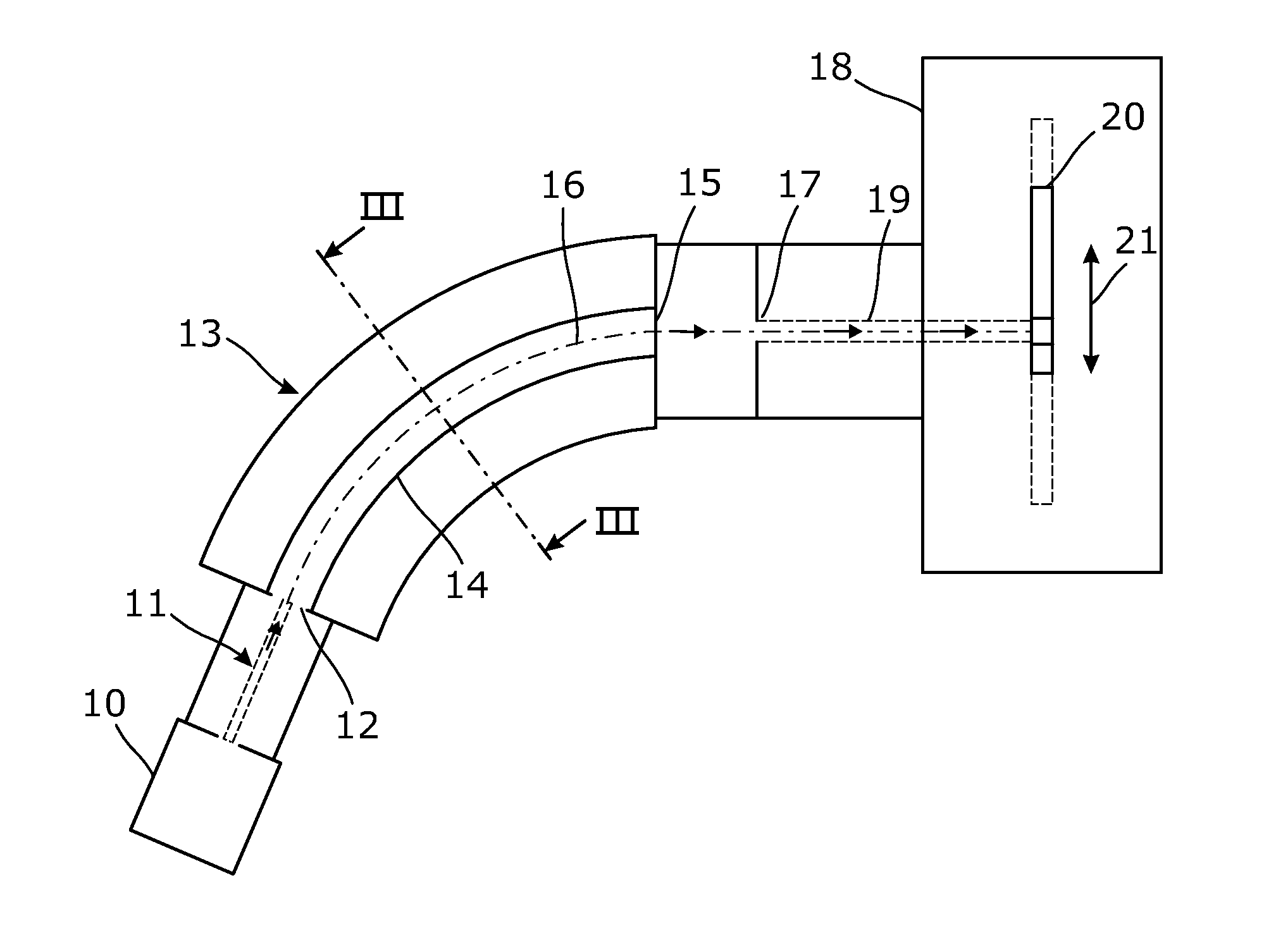 Ion beam bending magnet for a ribbon-shaped ion beam