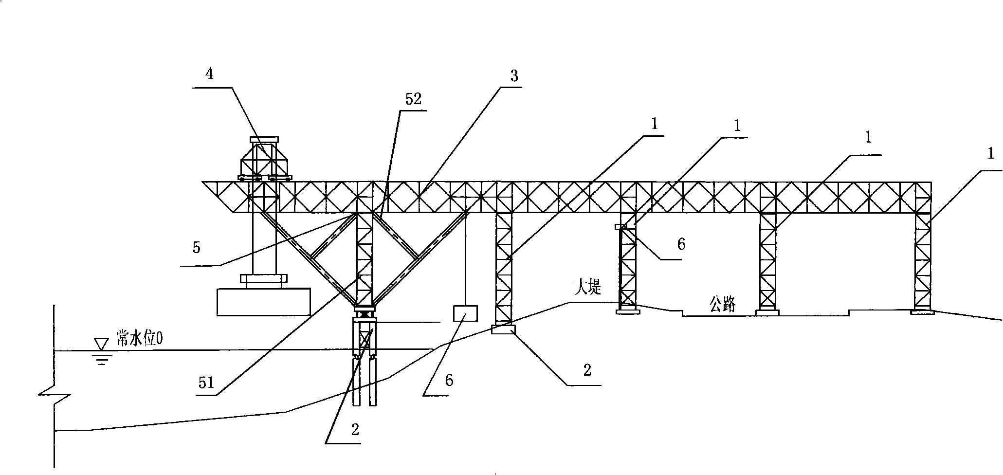 Wharf crane and construction method