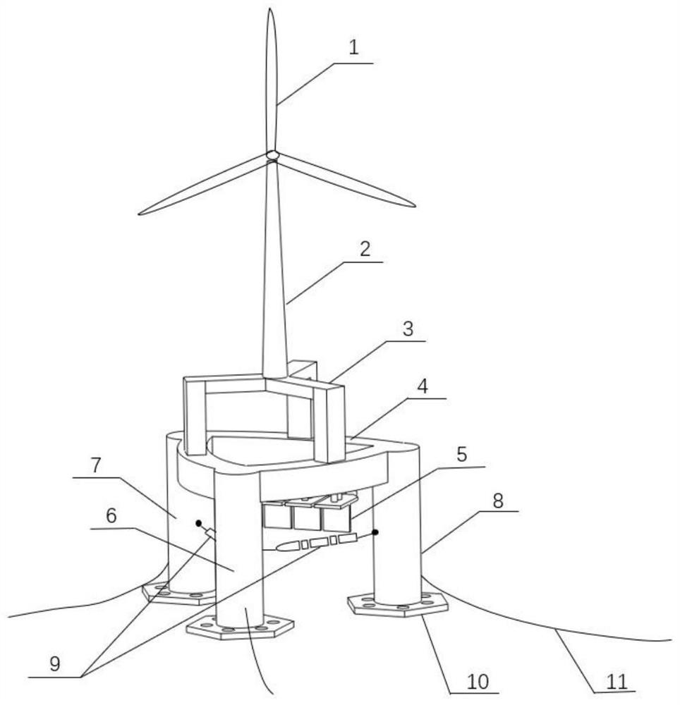 Hydraulic wave power generation device and offshore wind and wave power generation system