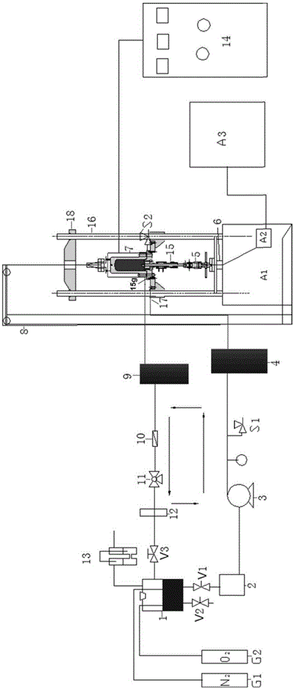 A slow stretching test device with high temperature and high pressure circulating water and its use method