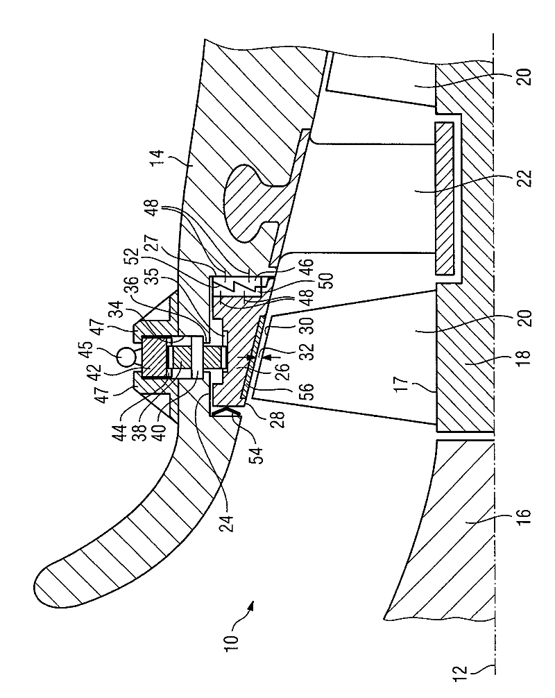 Passage wall section for an annular flow passage of an axial turbomachine with radial gap adjustment