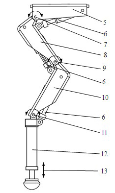 Moving mechanism of hydraulic drive four-leg robot with barycenter adjusting device