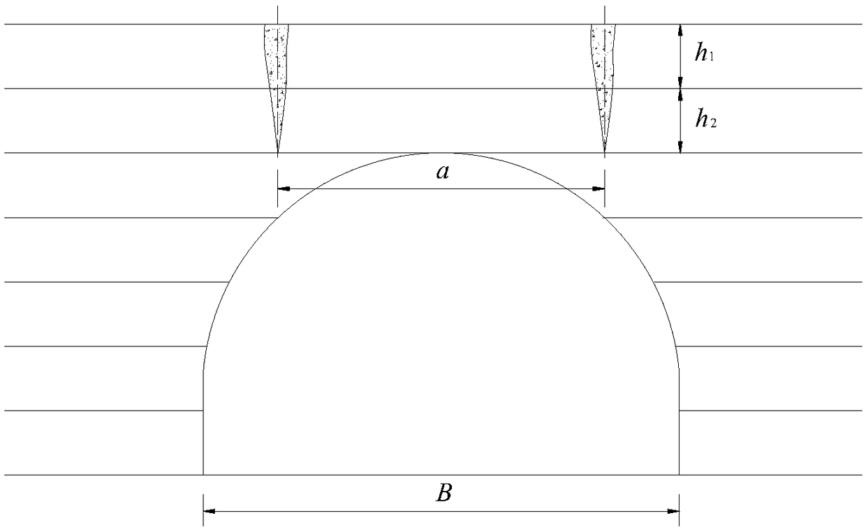 A method for calculating the cohesive force between horizontally layered surrounding rock layers of an anchor beam structure