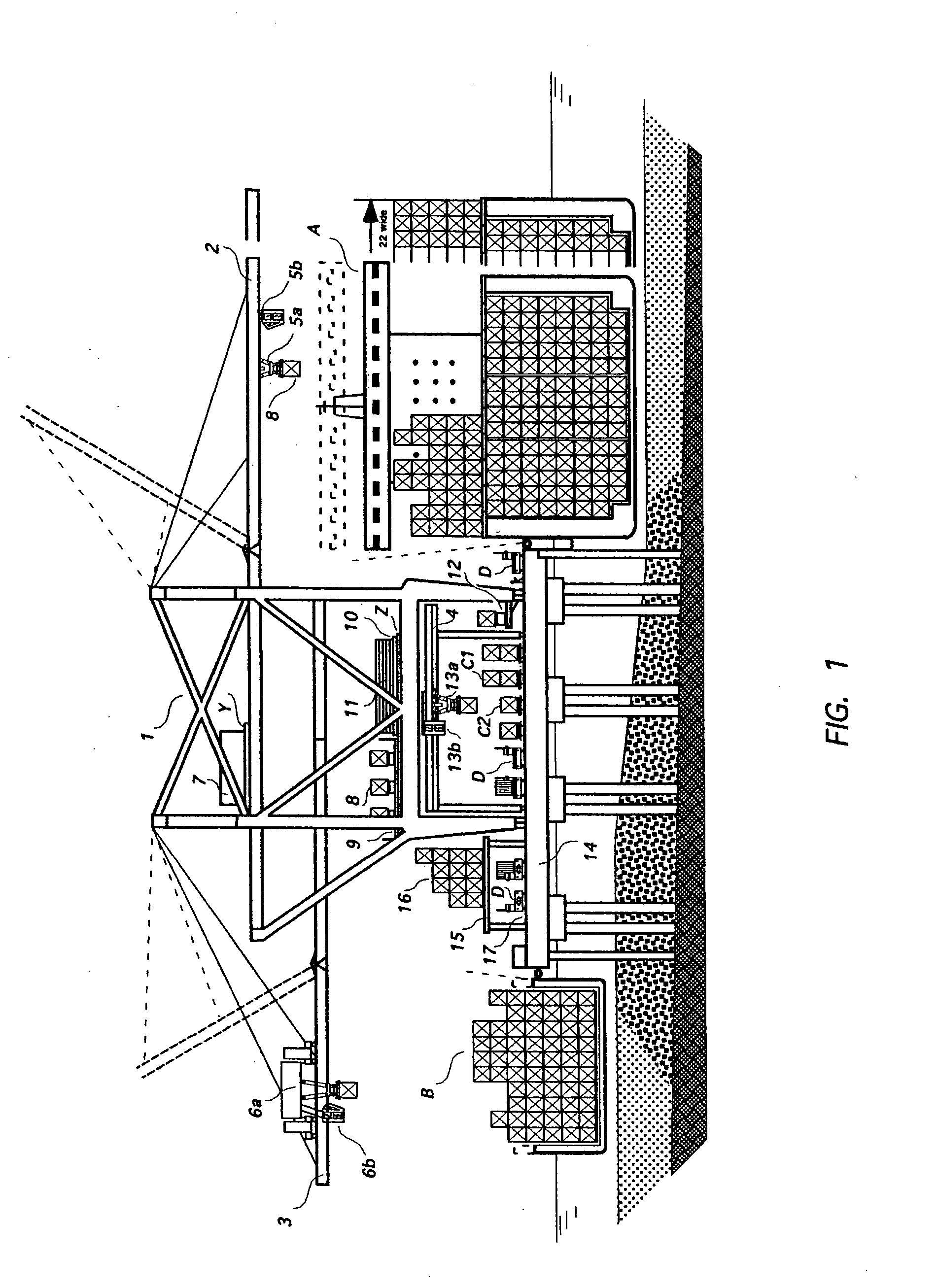 Crane apparatus for direct transshipment of marine containers between transportation modes without need of ground placement