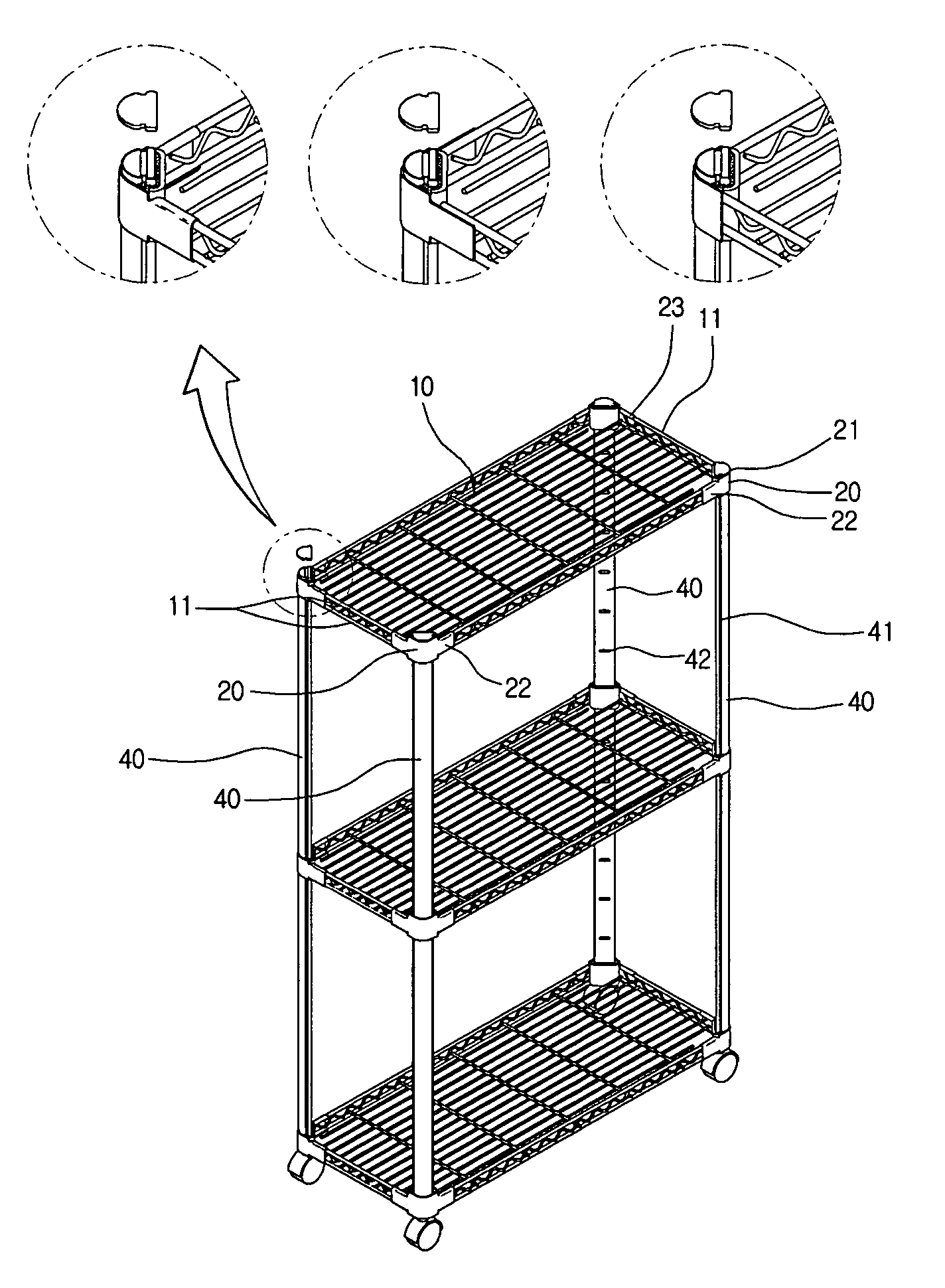 Assembling type sectional shelf structure