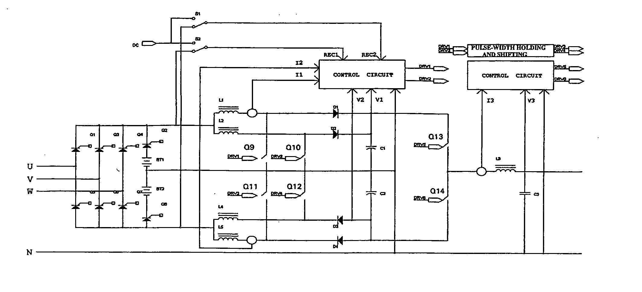 Uninterrupted power supply and the method for driving its converters