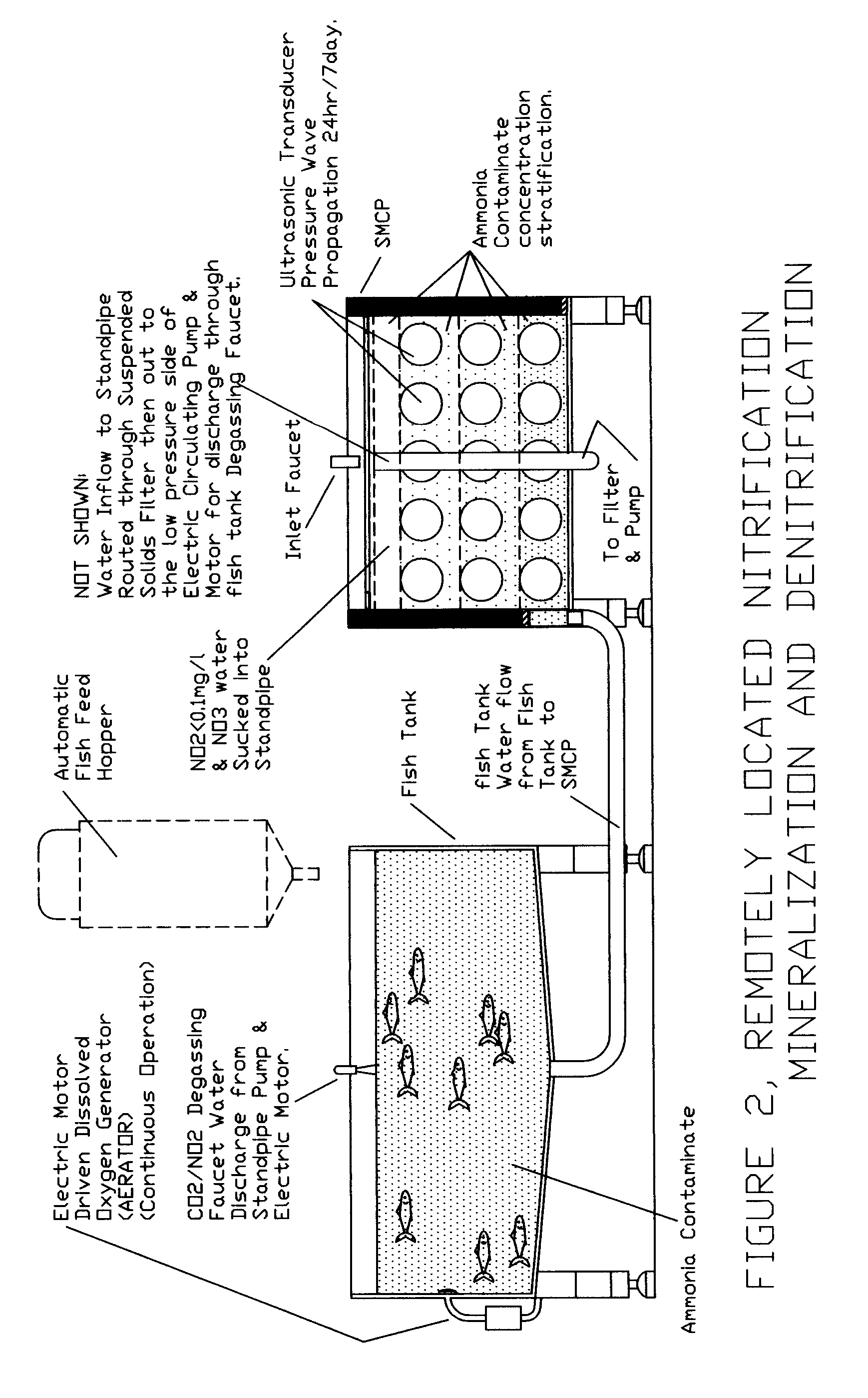 Method and device for removal of ammonia and other contaminants from recirculating aquaculture tanks