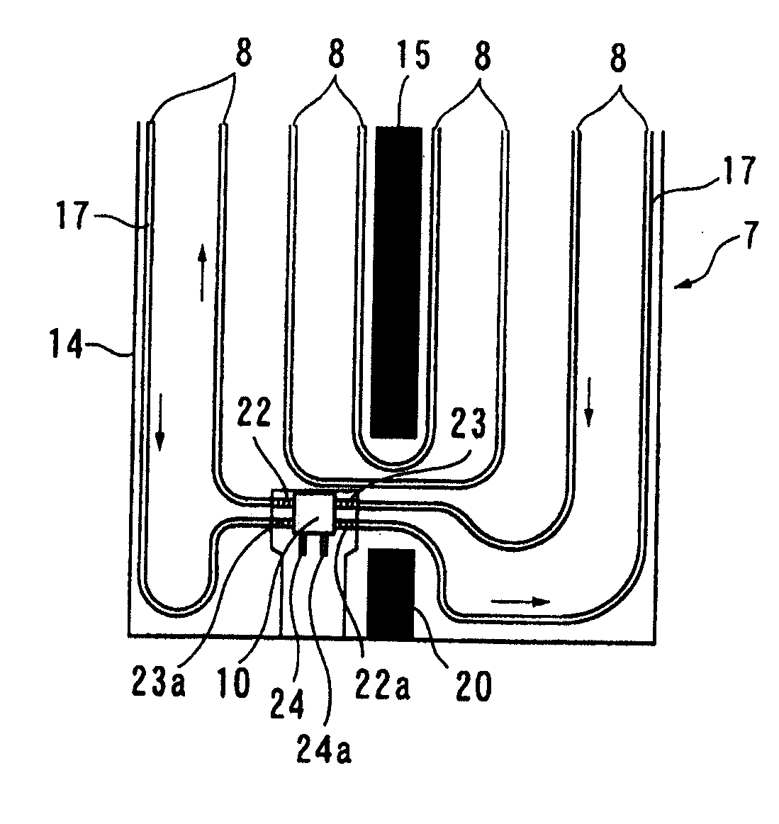 Hot water pad for folded floor radiator