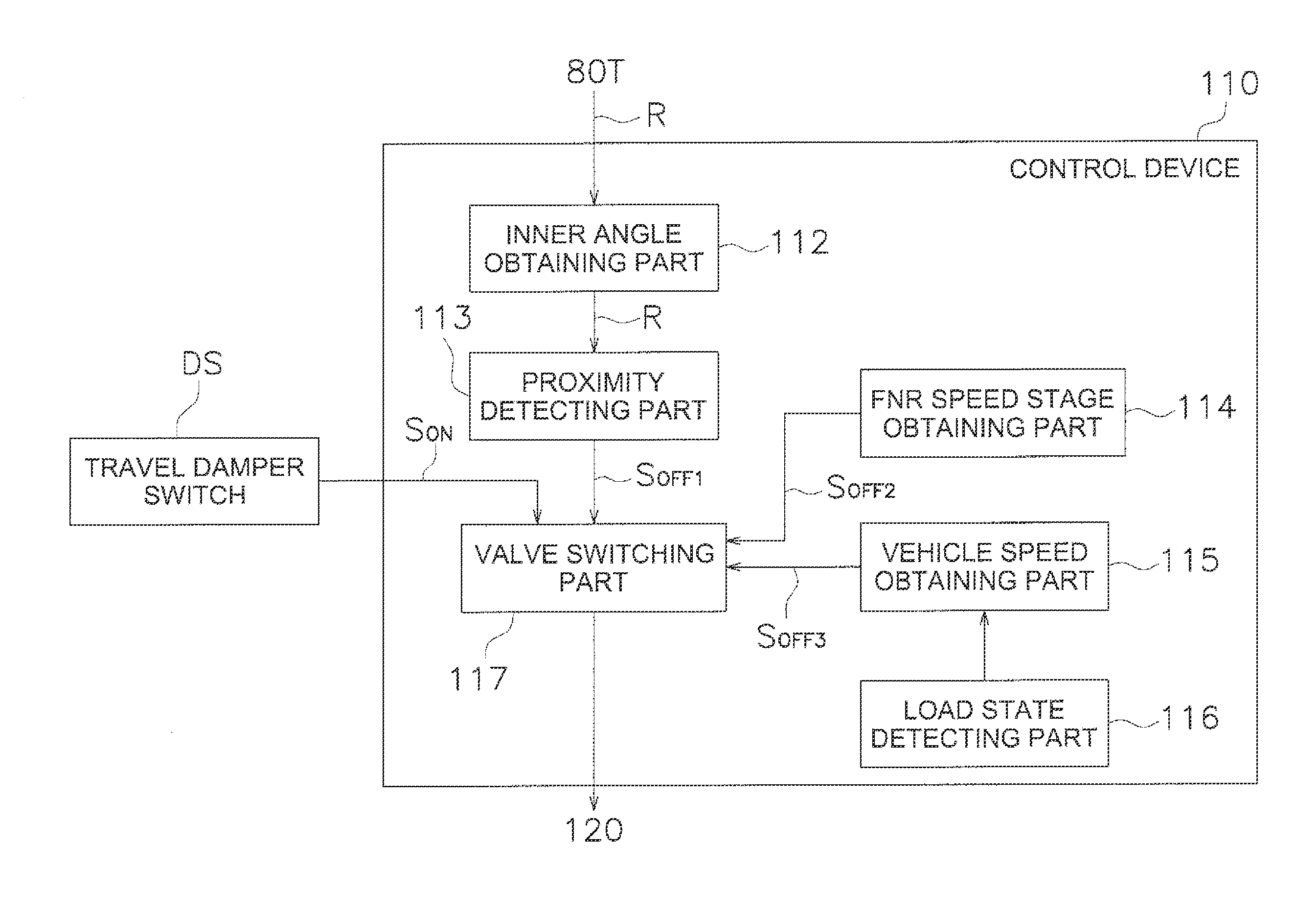 Travel damper control device for wheel loader