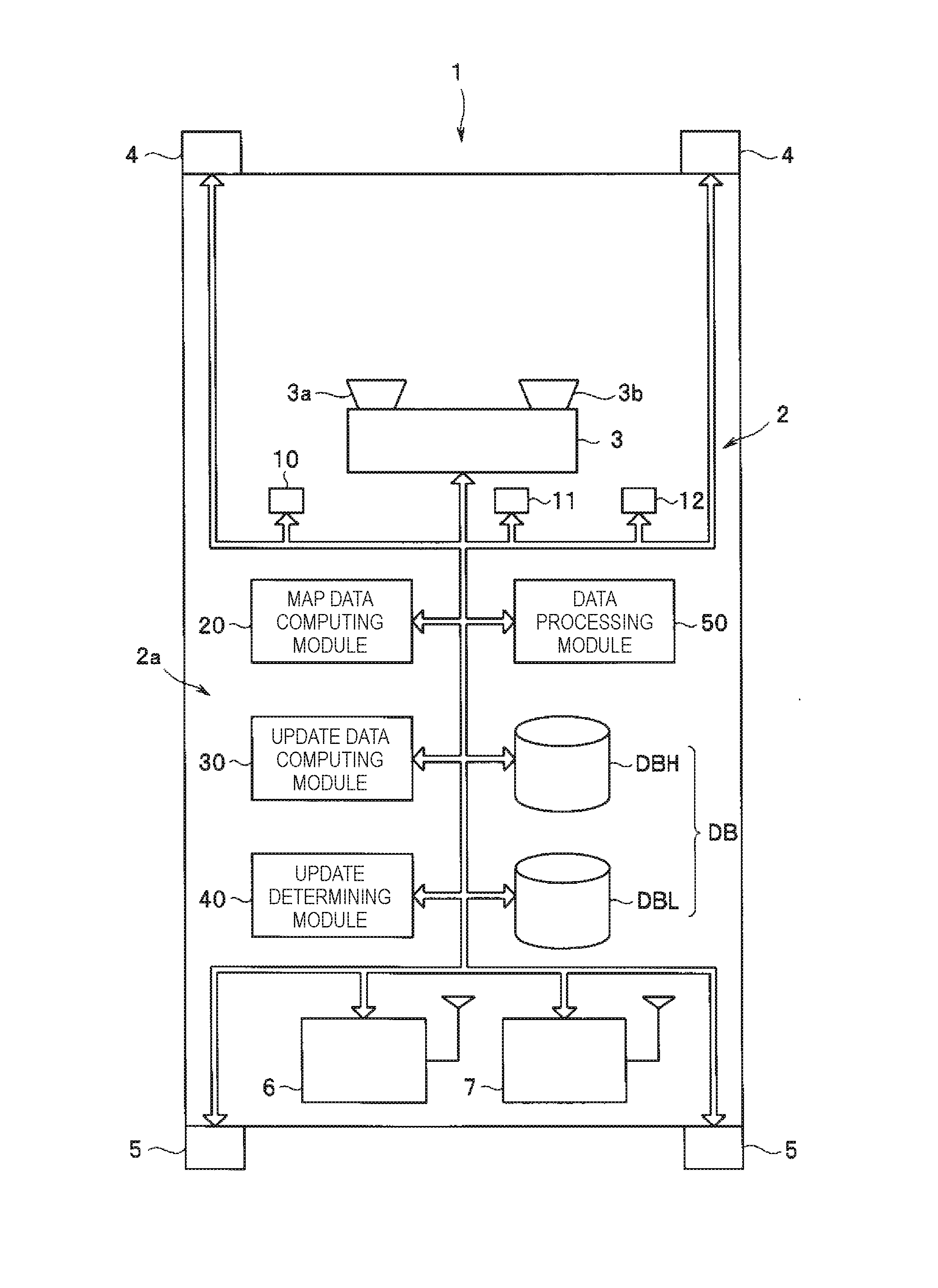Map data processing device for vehicle
