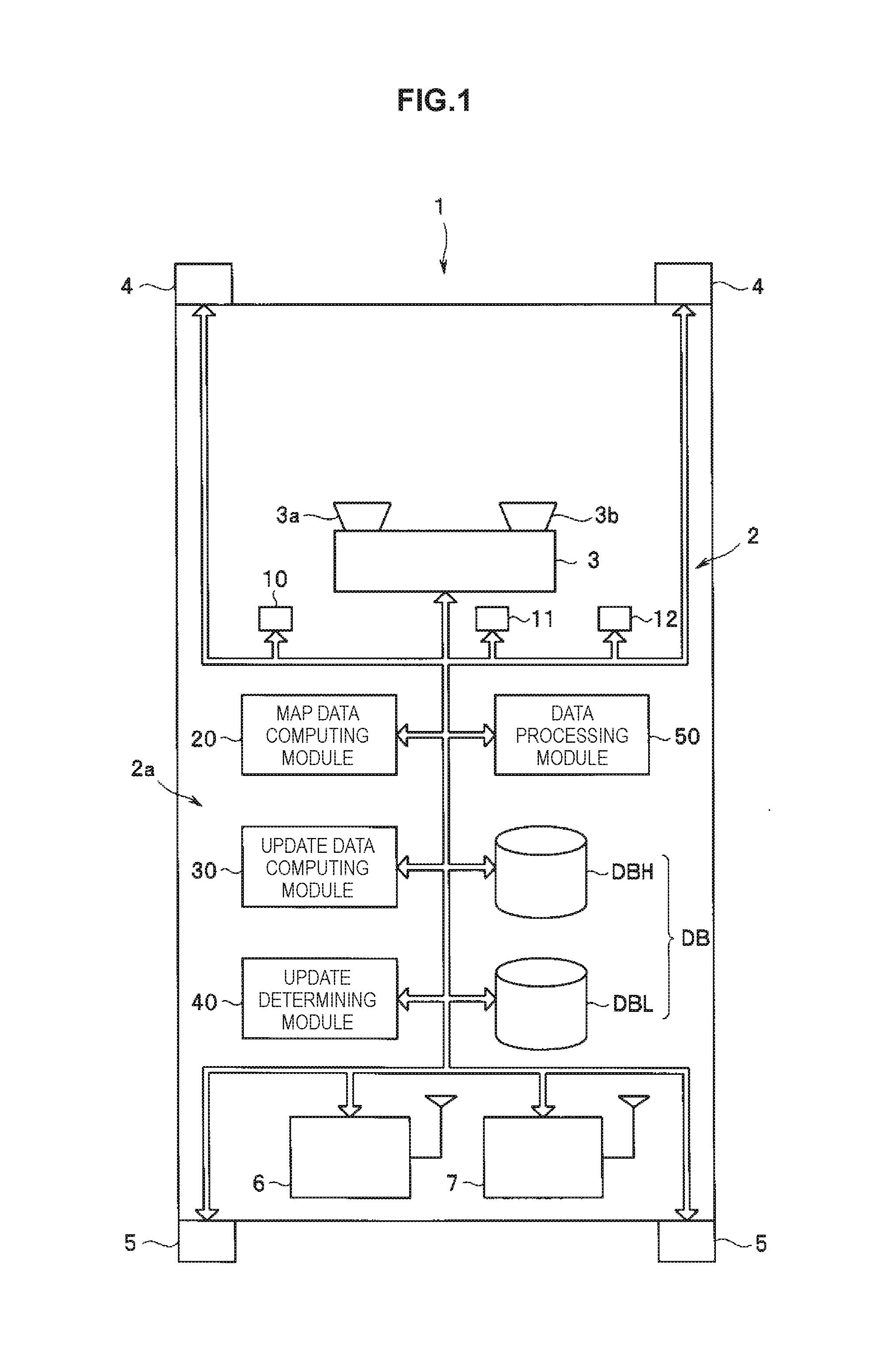 Map data processing device for vehicle