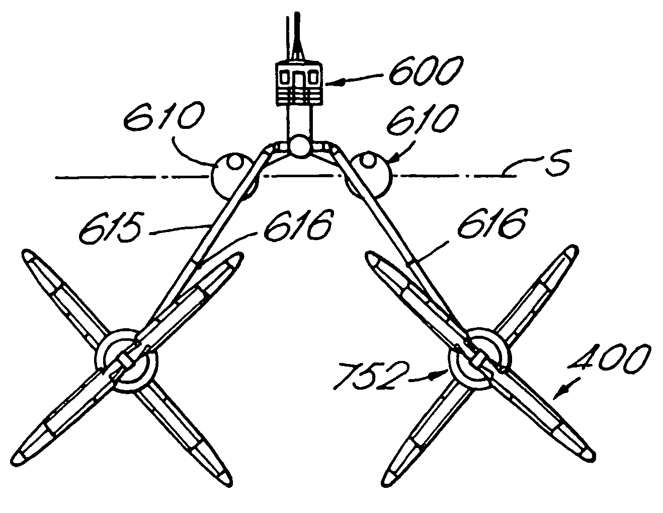 Plant, generator and propeller element for generating energy from watercurrents