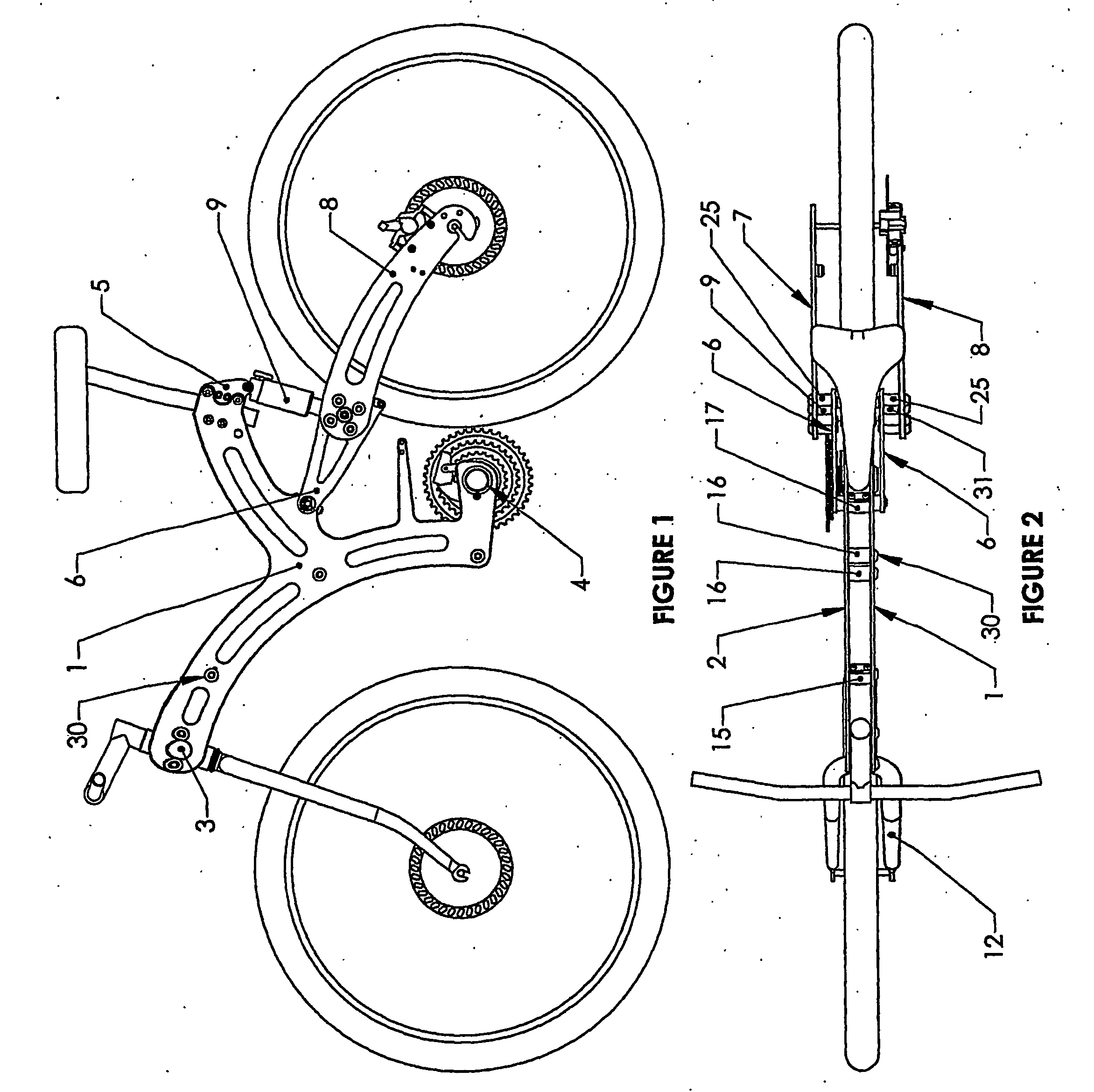 Folding bicycle constructed from plate frame elements