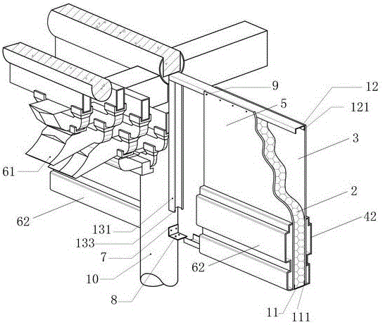 Decorative insulation system under the eaves of antique buildings