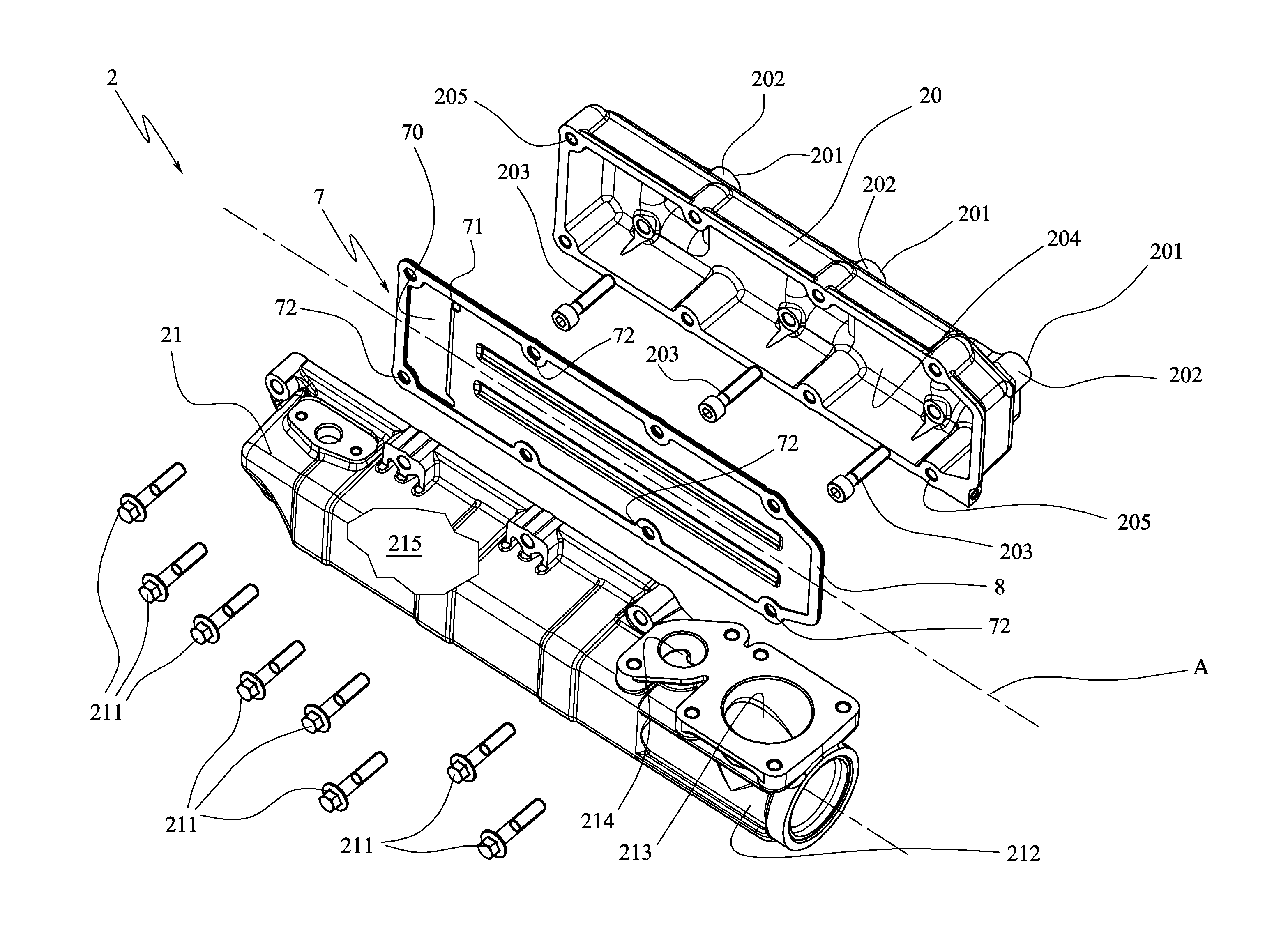 Intake manifold of comburent air for an internal combustion engine equipped with egr