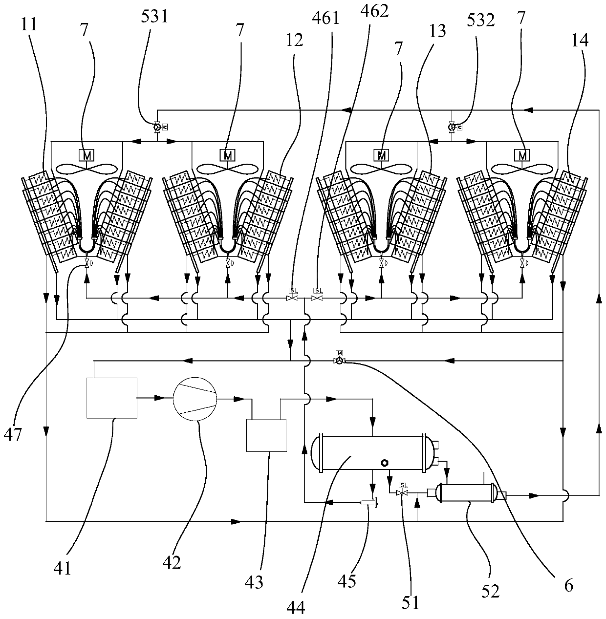 Distributed defrosting heat pump system