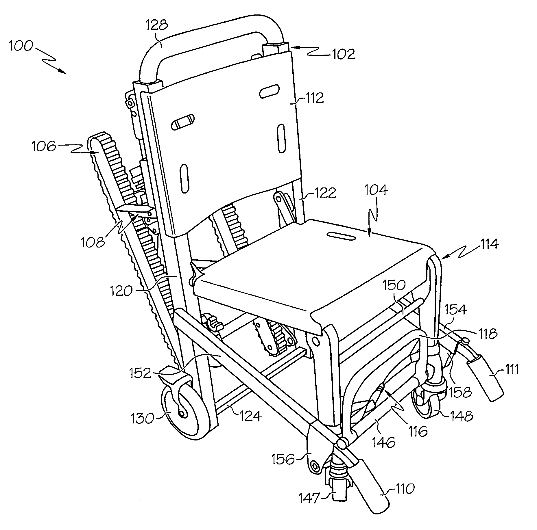 Stair chair with an adjustable glide track resistance and braking device