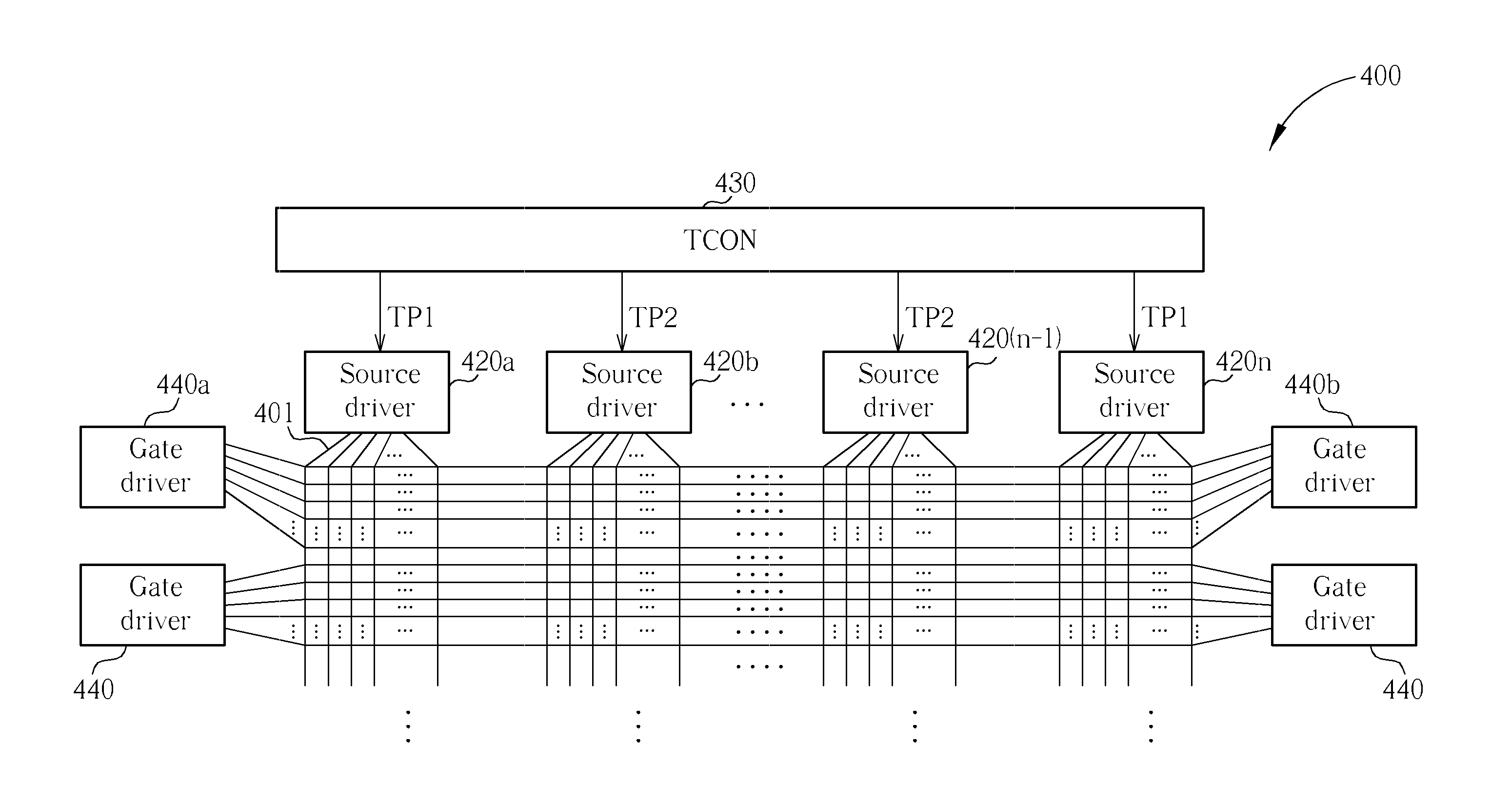 Display controlling system utilizing non-identical transfer pulse signals to control display and controlling method thereof