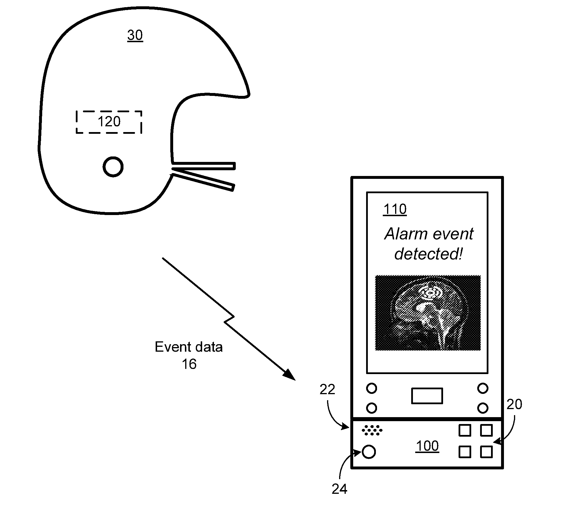 Wireless device for monitoring protective headgear