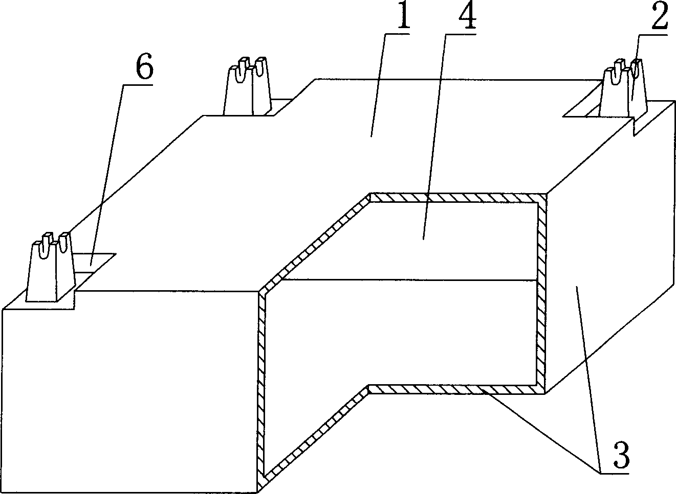 Hollow structural component for filling by concrete pouring on site