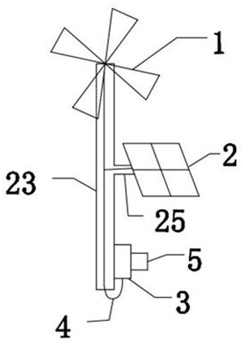 A mobile water purification device driven by wind and solar power generation
