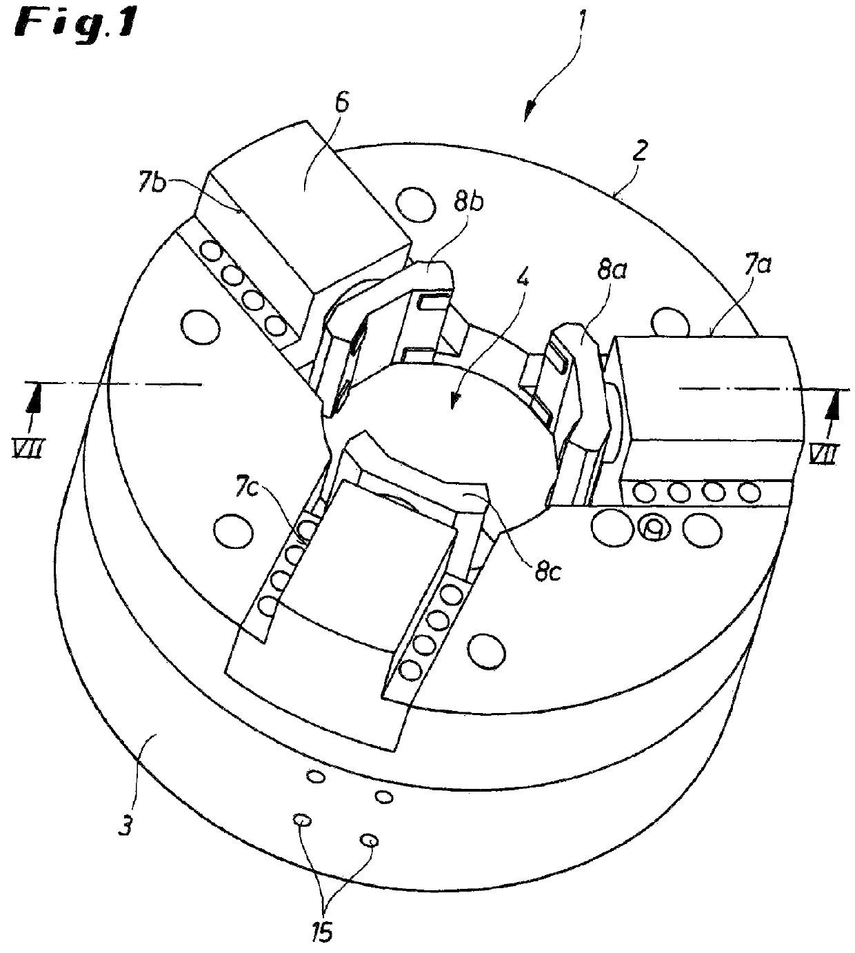 Chuck for apparatus for machining a tubular rotating workpiece
