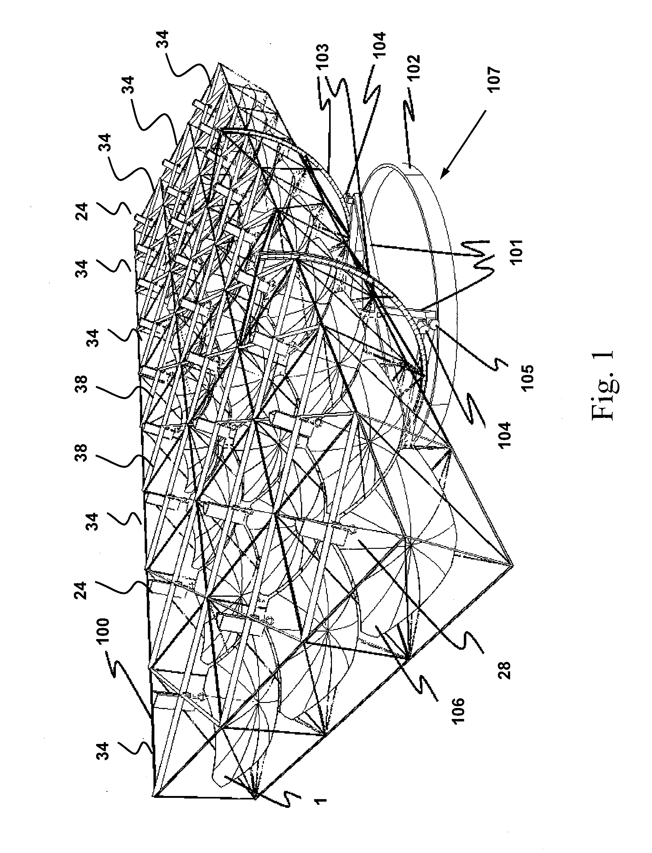 Solar concentrator apparatus with large, multiple, co-axial dish reflectors