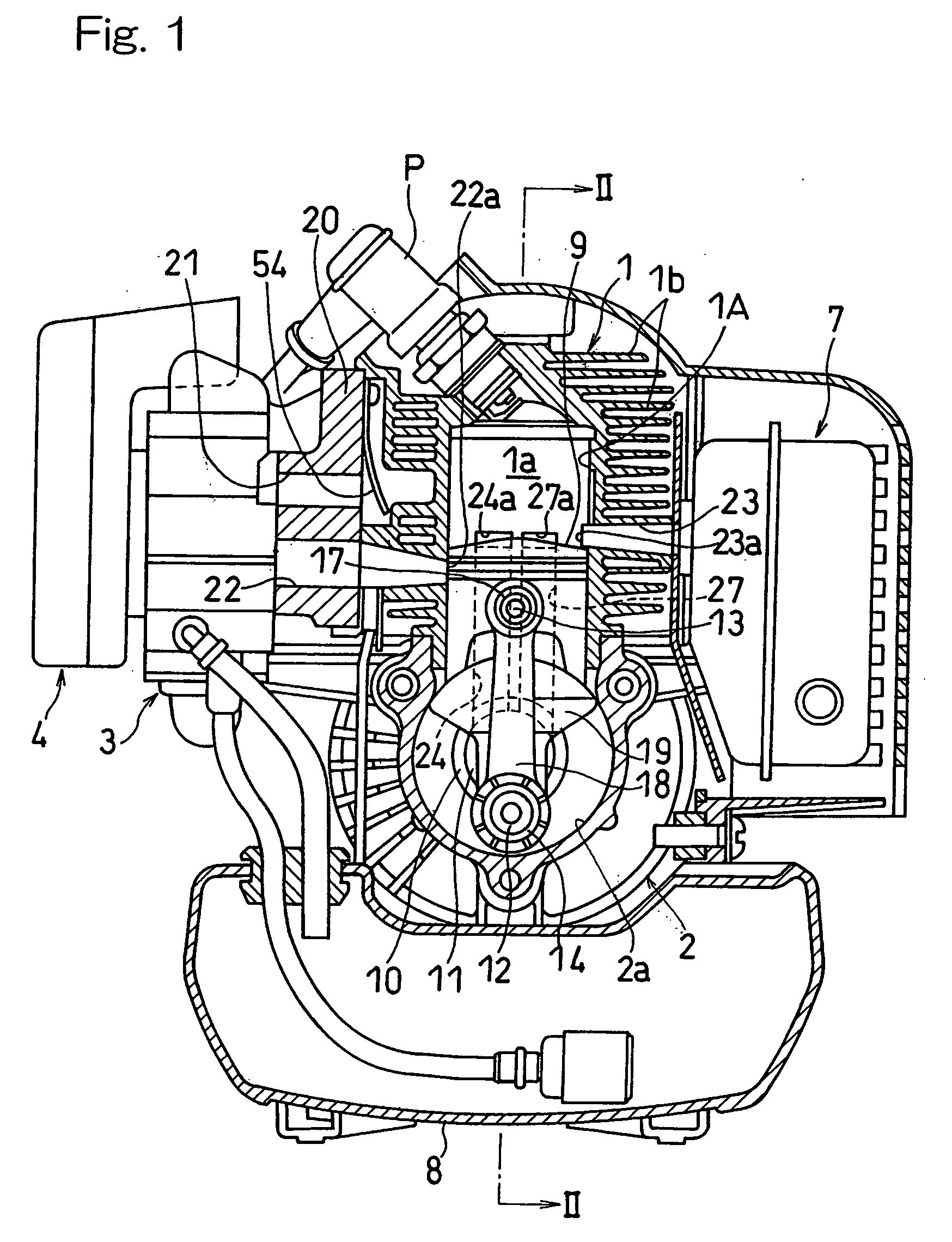 Two-cycle combustion engine