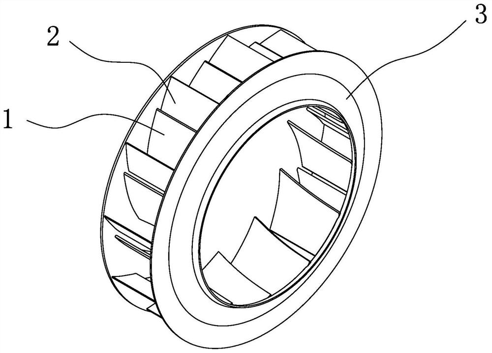 A centrifugal fan blade with a slotted structure