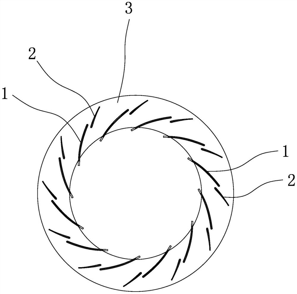 A centrifugal fan blade with a slotted structure