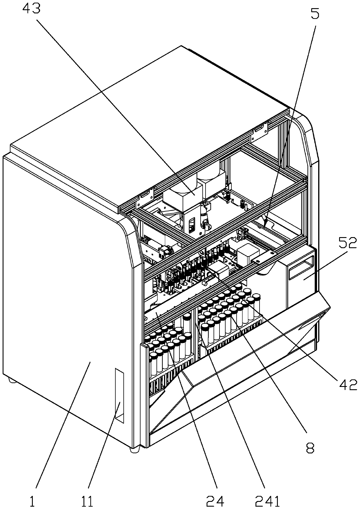 A urine collection tube cover opening machine