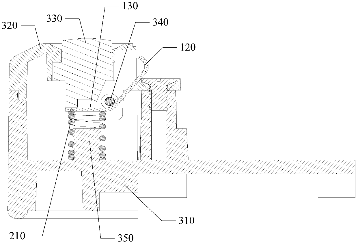 Spring piece component, automatic mounting and demounting connecting structure and touch all-in-one machine