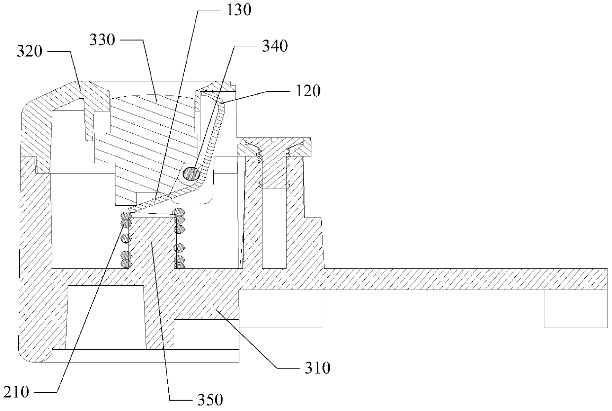 Spring piece component, automatic mounting and demounting connecting structure and touch all-in-one machine