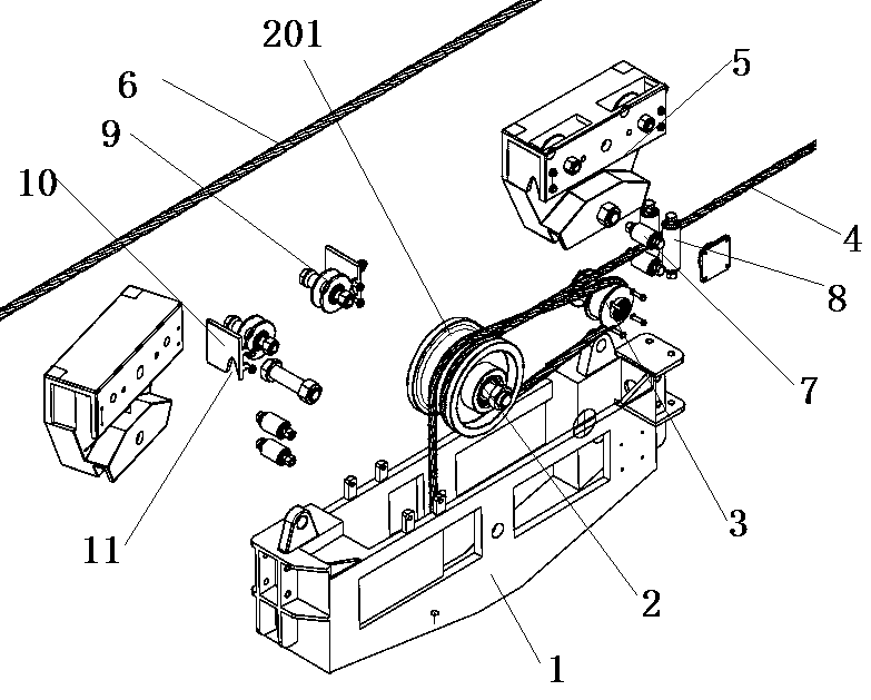 Driving structure and working method of sports car for mountain skidding cableway