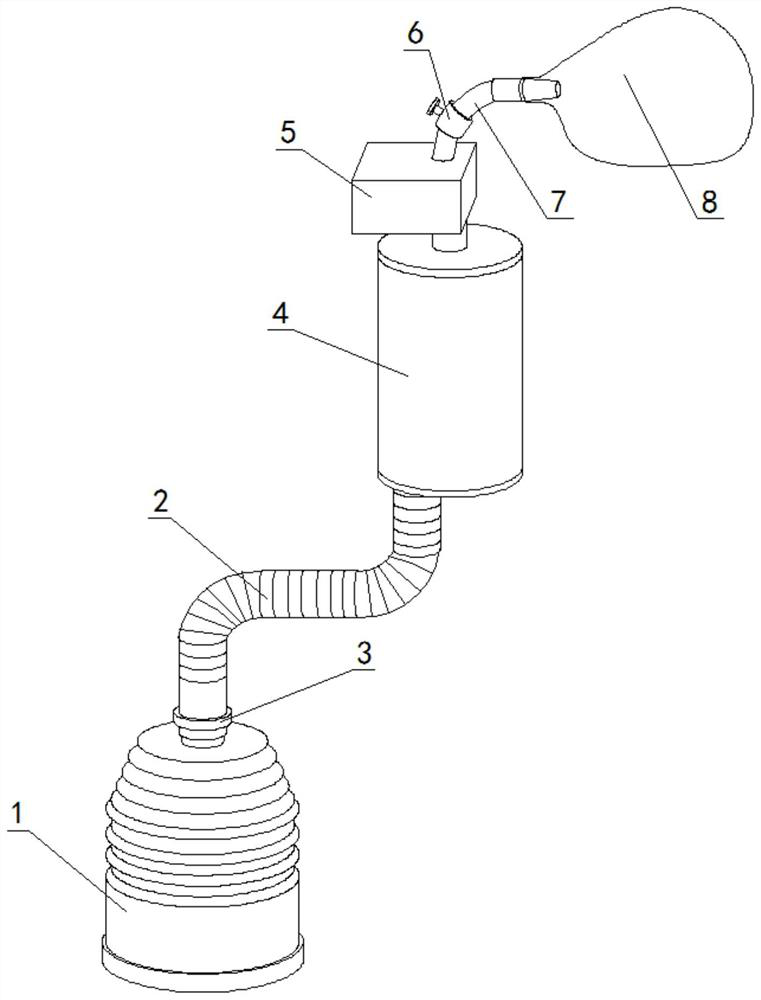 Waste gas reducing suction filtration device