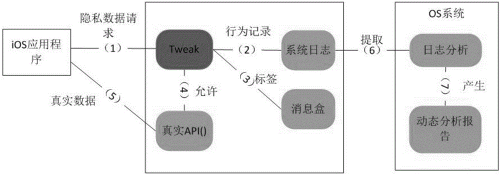 Application multidimensional privacy leak detection method and system for iOS platform