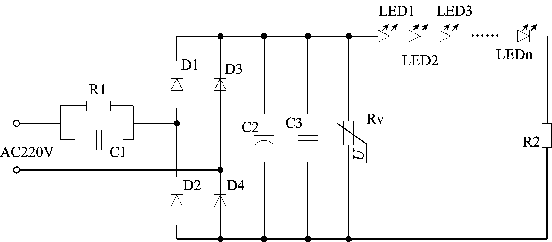 LED drive circuit with surge suppression