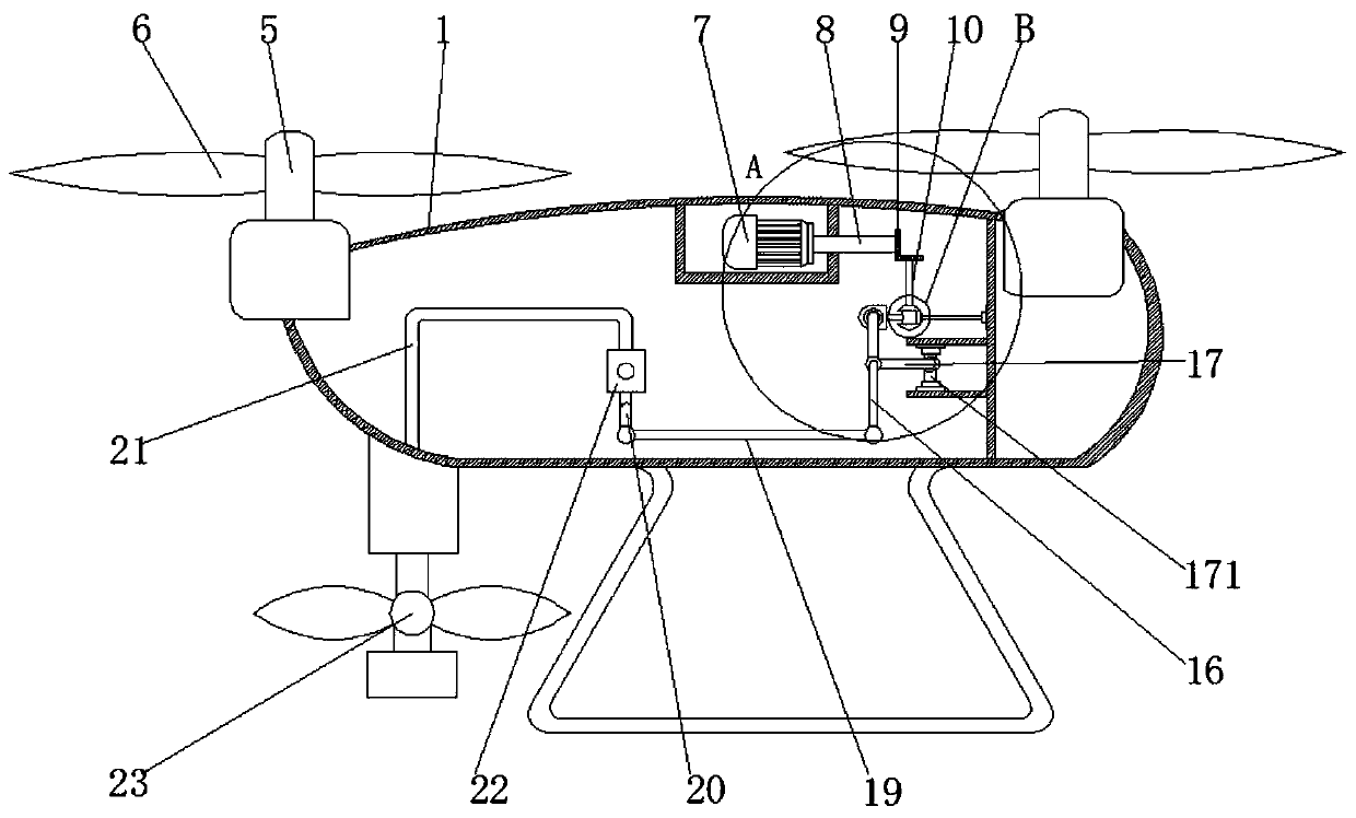 Direction-adjustable auxiliary device for mowing unmanned aerial vehicle