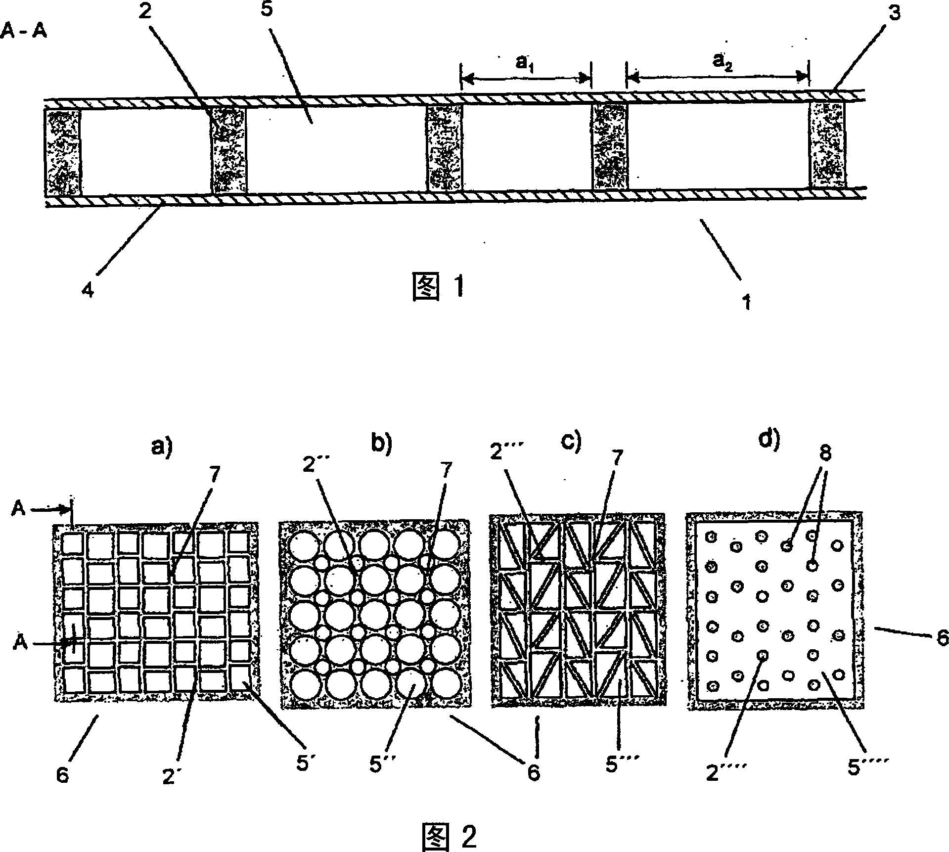 Sandwich structure having a frequency-selective double-wall behavior