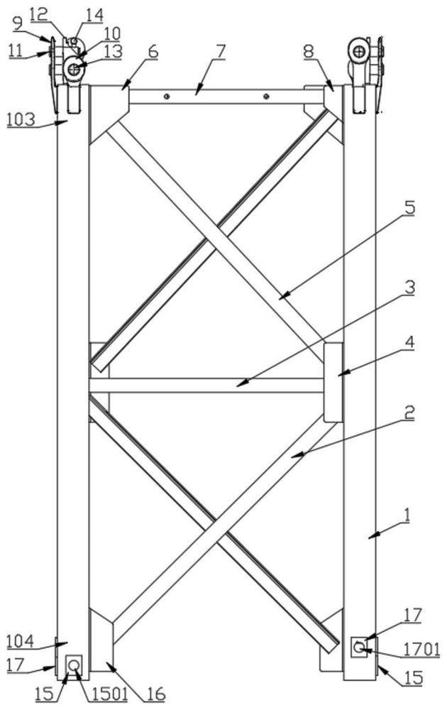Tower crane standard section and connecting device