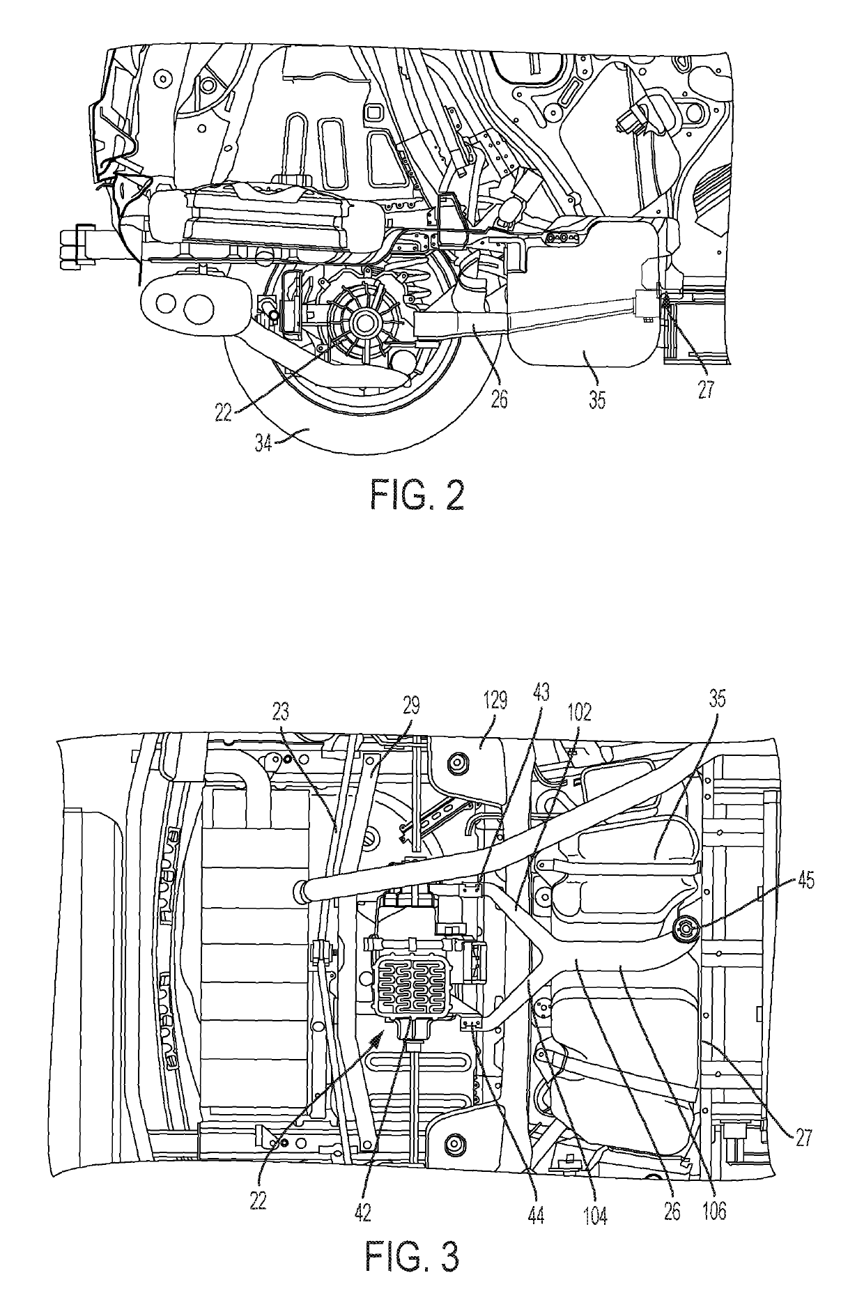 Torque reaction frame for mitigation of rear impact effects