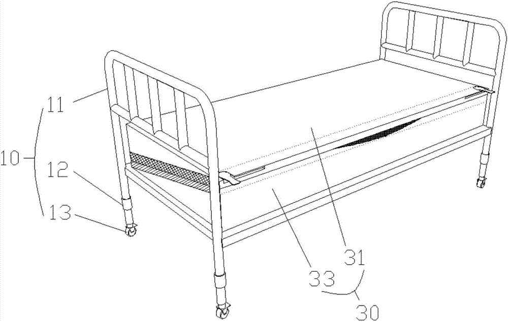 Medical transporting bed structure capable of sideslipping for butt joint
