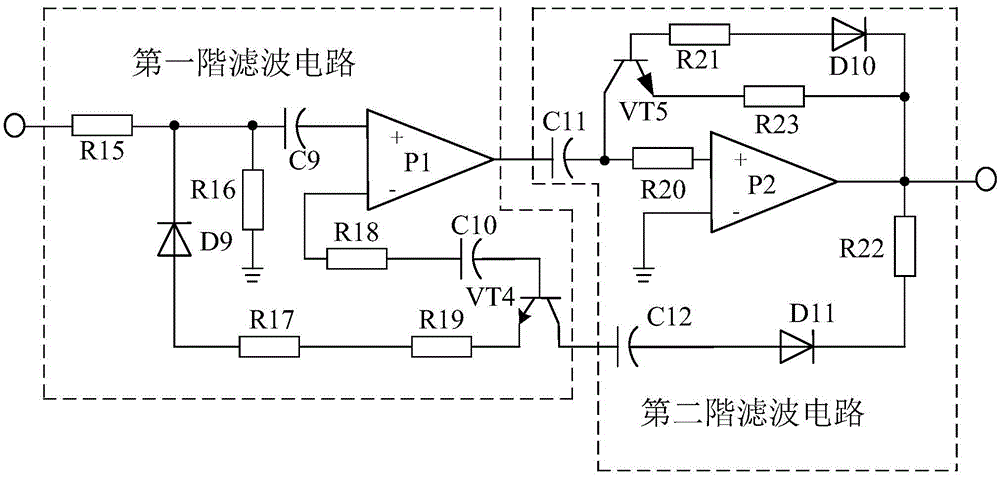 Intelligent aerator control system based on two-stage filter circuit