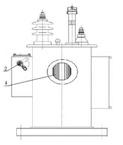 On-pillar distribution transformer with internal protection function