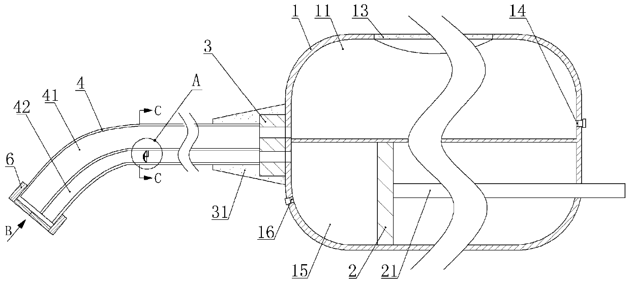 Self-suction type sac cavity flusher