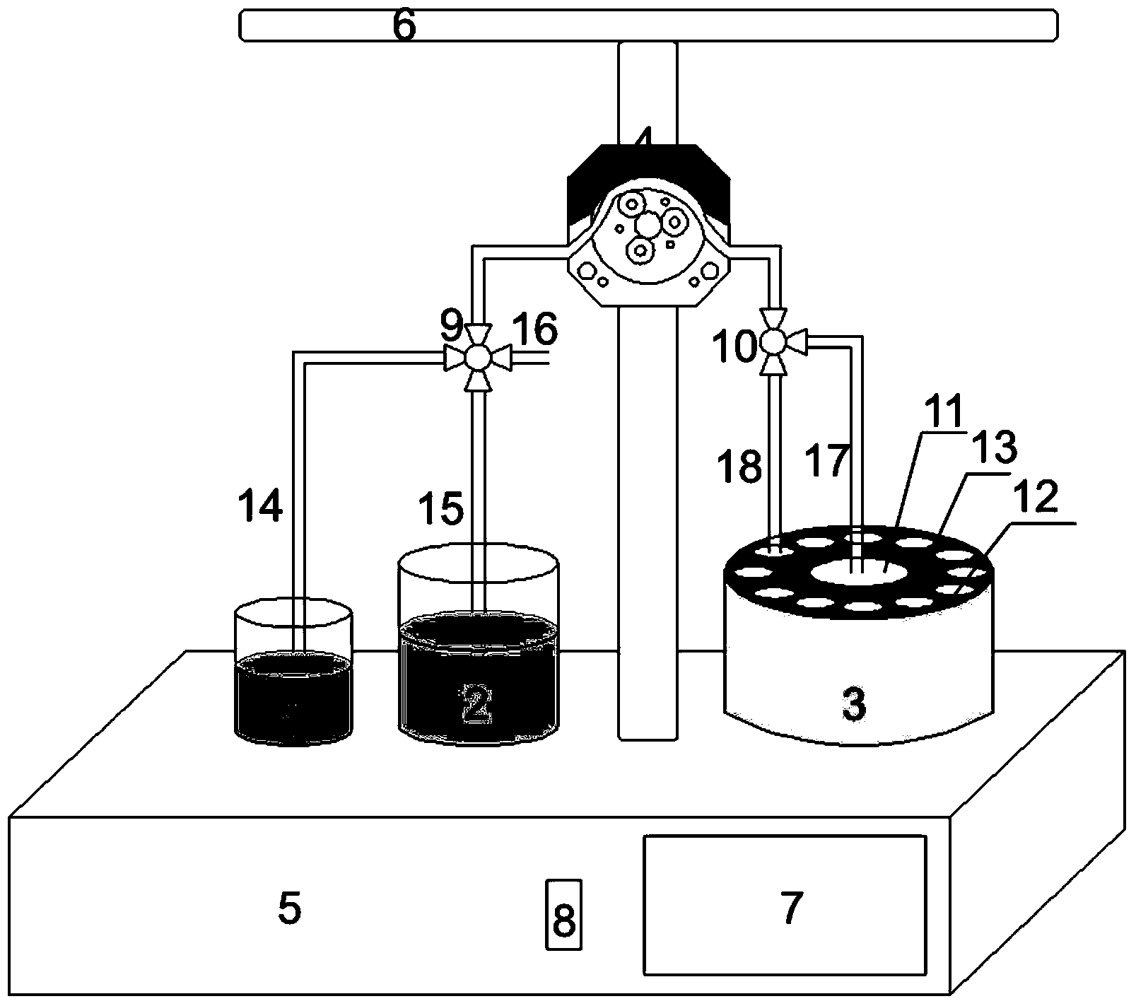 Automatic sampling device and sampling method for water treatment adsorption experiment