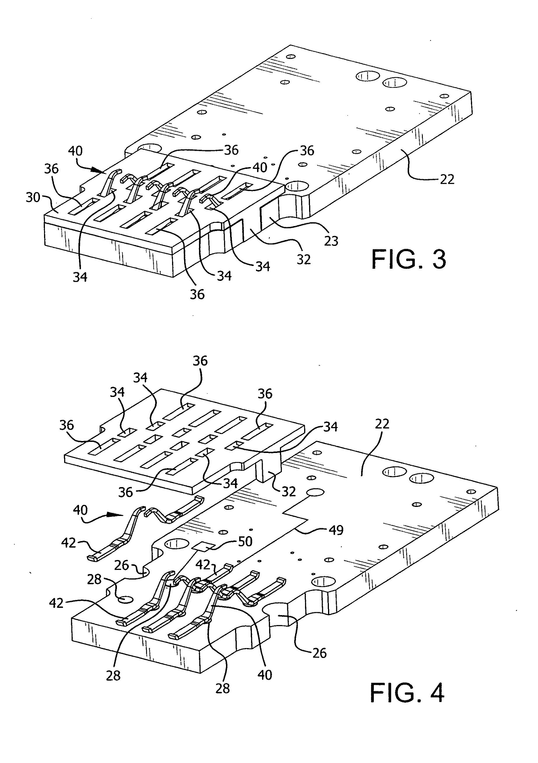 Electrical connector with low-stress, reduced-electrical-length contacts