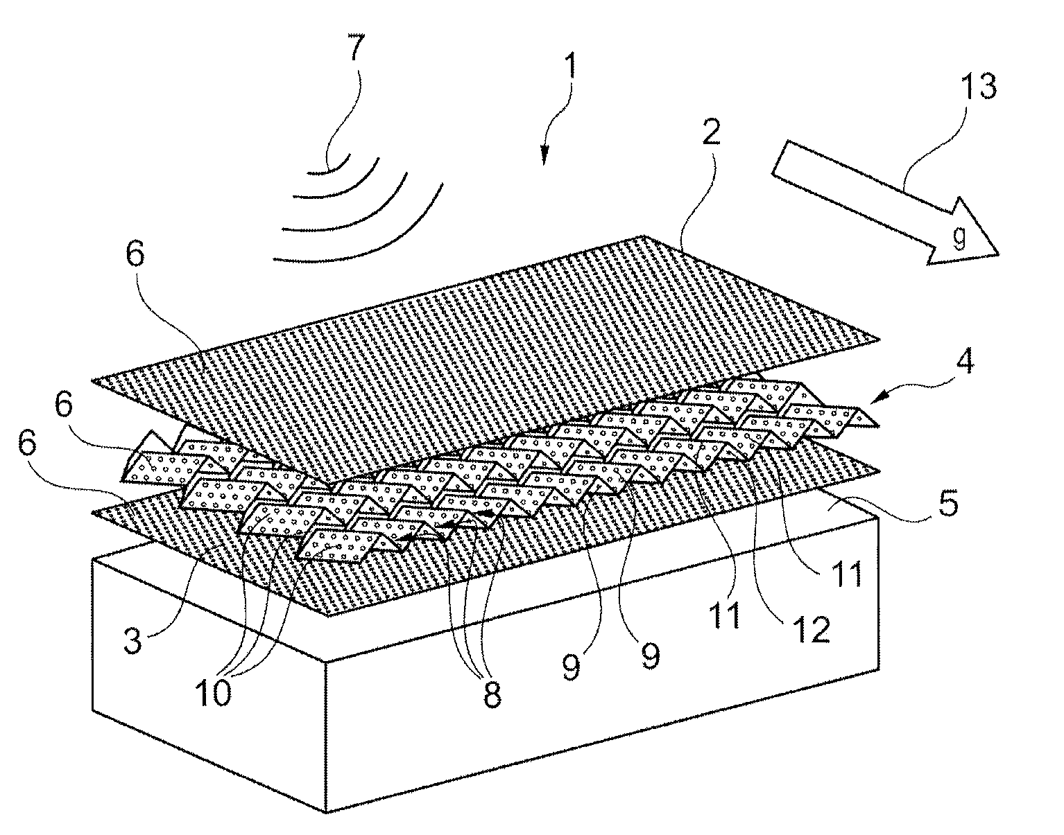 Sandwich element for the sound-absorbing inner cladding of means of transport, especially for the sound-absorbing inner cladding of aircraft